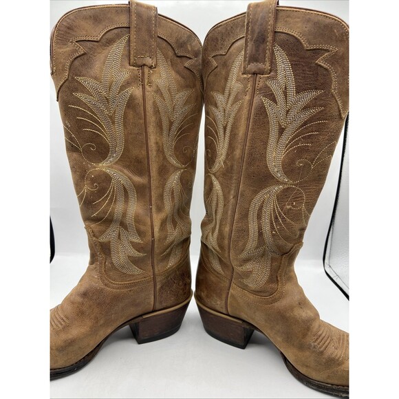 Nocona Ladies Western Boot Tan Westlin Calf Foot And Narrow Snip Toe Size 7 - Picture 7 of 13